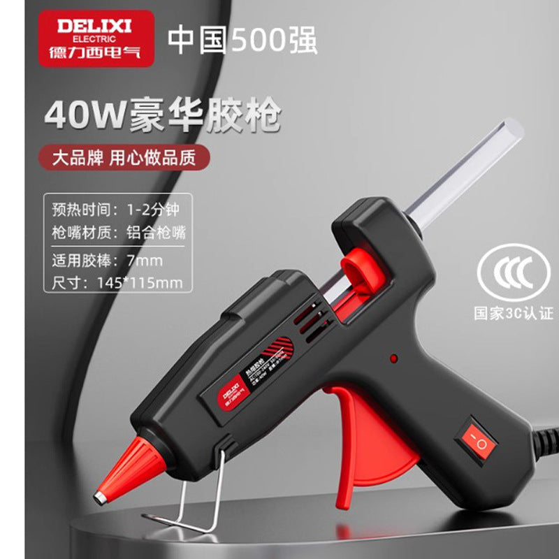 Delixi Electric hot melt glue gun fine nozzle anti-drip 60w hot melt gun household handmade high-stick mini glue stick glue gun