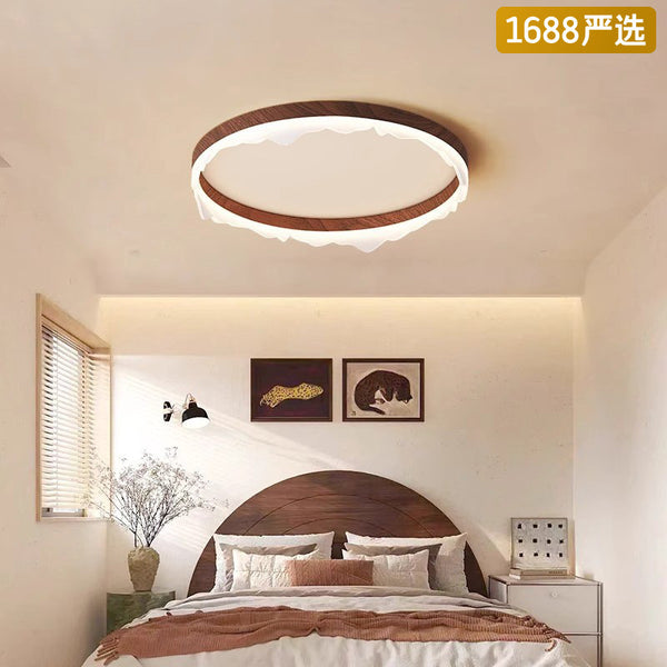 [Strict selection] Ceiling lamp modern simple eye protection walnut color retro creative iceberg study room lamp