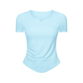 Spr ribbed trim fashion v-neck activewear short sleeve women's fitness running slim fit yoga top ds386