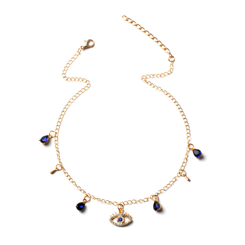 Wholesale devil's eye alloy necklace - european and american cross-border crystal eye jewelry - summer gold-plated european and american style pendant for women