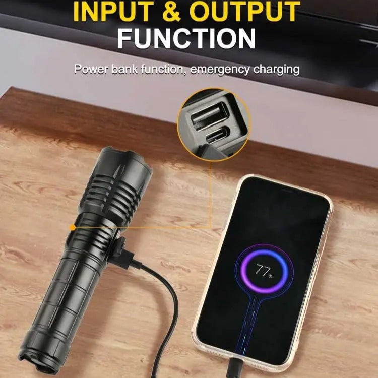 Cross-border new super strong light long-distance telescopic zoom LED flashlight outdoor emergency rechargeable strong light flashlight