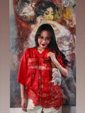 new arrivalfashionprintingloosecasual street see-through sexylacepatchwork t-shirt short-sleeved tops