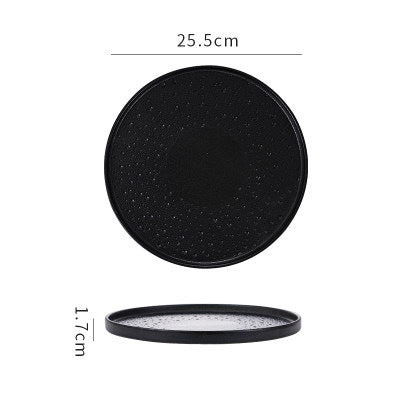 Scandinaviancasual style high-looking black and white ceramic tableware baking dish popular hotel restaurant high-end display flat plate