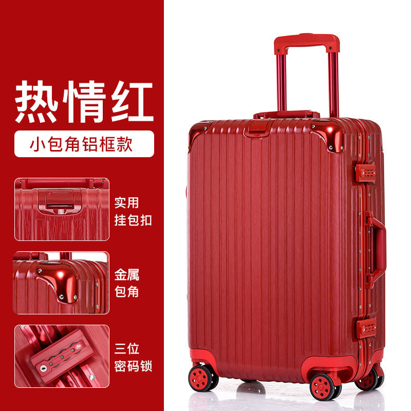 Cup holder aluminum frame suitcase women's scratch-resistant wear-resistant trolley case men's universal wheel password case fashion travel box trend