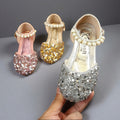 spring/autumn collection: korean style fashionable sequin princess shoes for little girls - stylish summer high-heeled comfortable single shoes wholesale