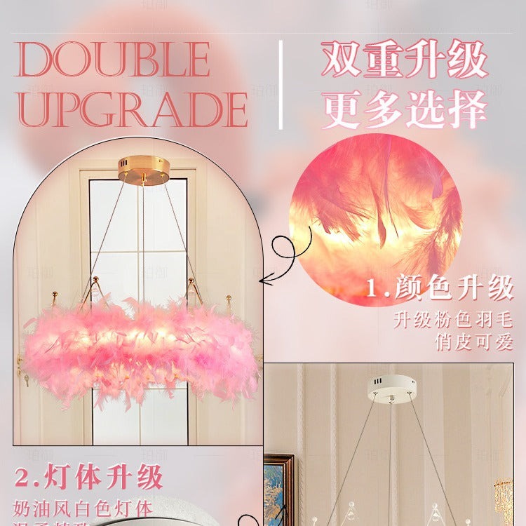 [Strict selection] Bedroom chandelier master bedroom feather lamp cream wind Internet celebrity crown lamp girl room cloakroom lamp