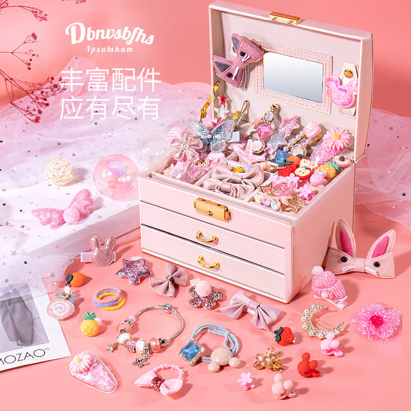Princess-style hair accessories, hair clips, headbands, high-end storage jewelry box, children's cartoon hair ornaments gift box, wholesale for women