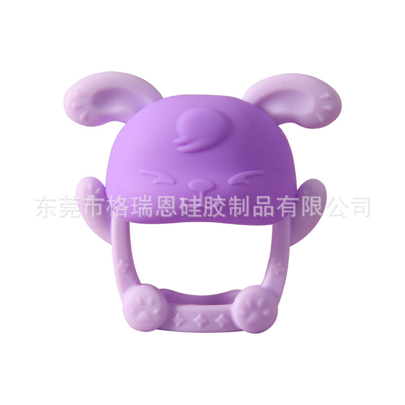 Cross-border new toothpaste baby hand guard toothpaste, silicone rabbit toothpaste, hand grab soothing toothpaste can be boiled in stock