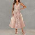women's summer maxi dress - cross-border european & american style - elegant printed waist-tie dress