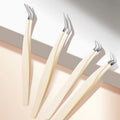 High-precision stainless steel eyelash tweezers for false eyelash application - beginner-friendly gold feather tweezers for lash artists
