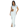 C7061 cross-border   independent station fashionable women's solid color sleeveless deep v dress new arrival