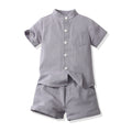 Wholesale boys' clothing sets: new summer styles - dopamine cotton stand collar comfort short-sleeve shirts for boys' summer wear