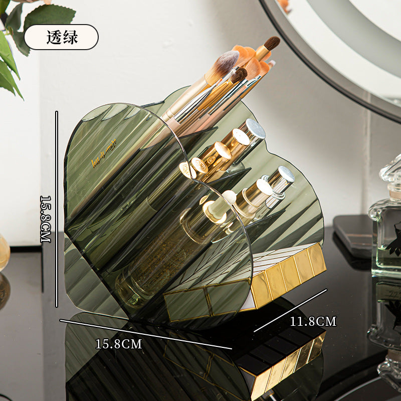 Love pen holder storage box, multi-functional makeup brush, lipstick, eyebrow pencil, grid rack, cosmetic storage cylinder, desktop.
