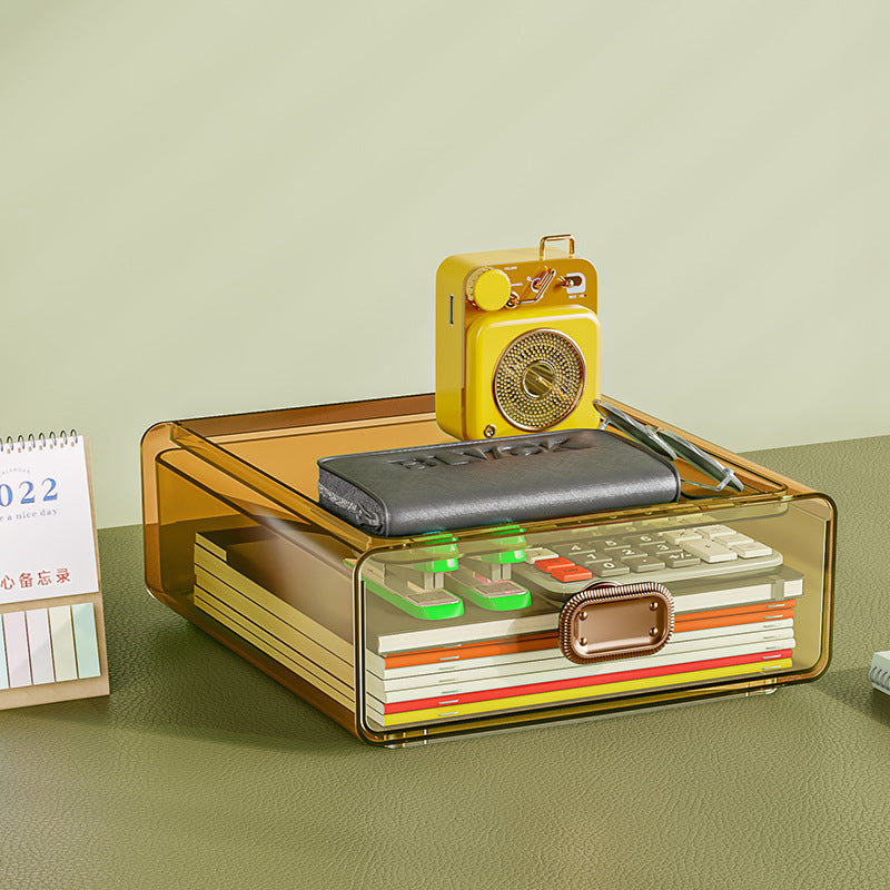 Desktop Storage Box Transparent Drawer Office Stationery Sundries Storage Box Dresser Cosmetics Shelf
