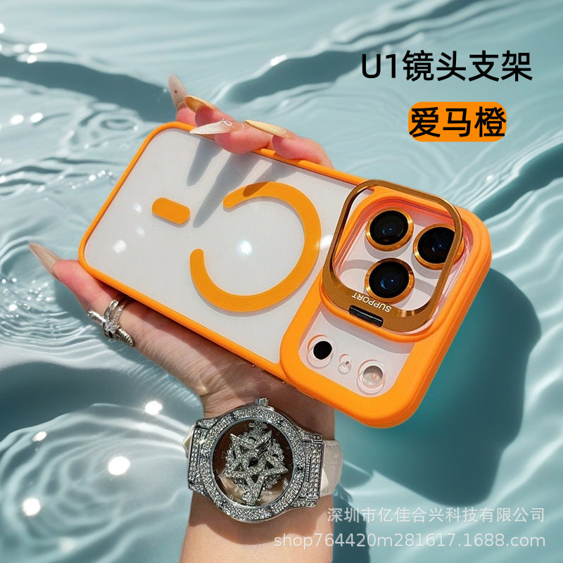 Apple 17promax lens holder magnetic phone case suitable for iphone16 with lens film 15 anti-fall case