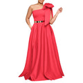 C8613exportfashion summer new arrivalelegantfashion oblique shoulder bow banquet dress long skirt african dress