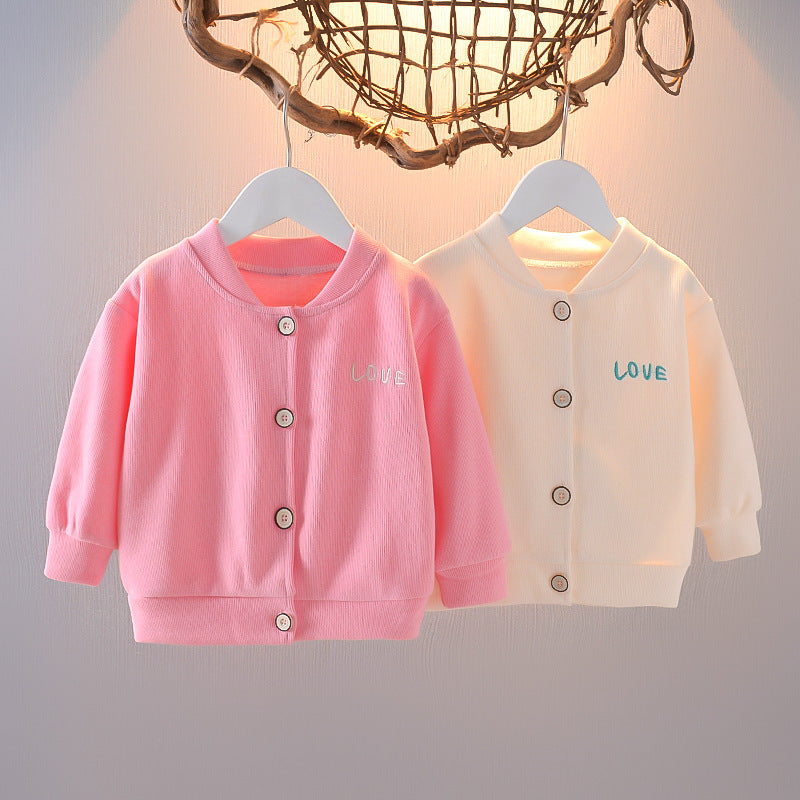 One-and-a-half-year-old baby girl's autumn coat, toddler's autumn baby cardigan, girl's lightweight spring and autumn  new top