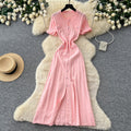 Export french tweed styleclassyfashionable buttoned silm short-sleeved knittingdress women's summer waist elegant