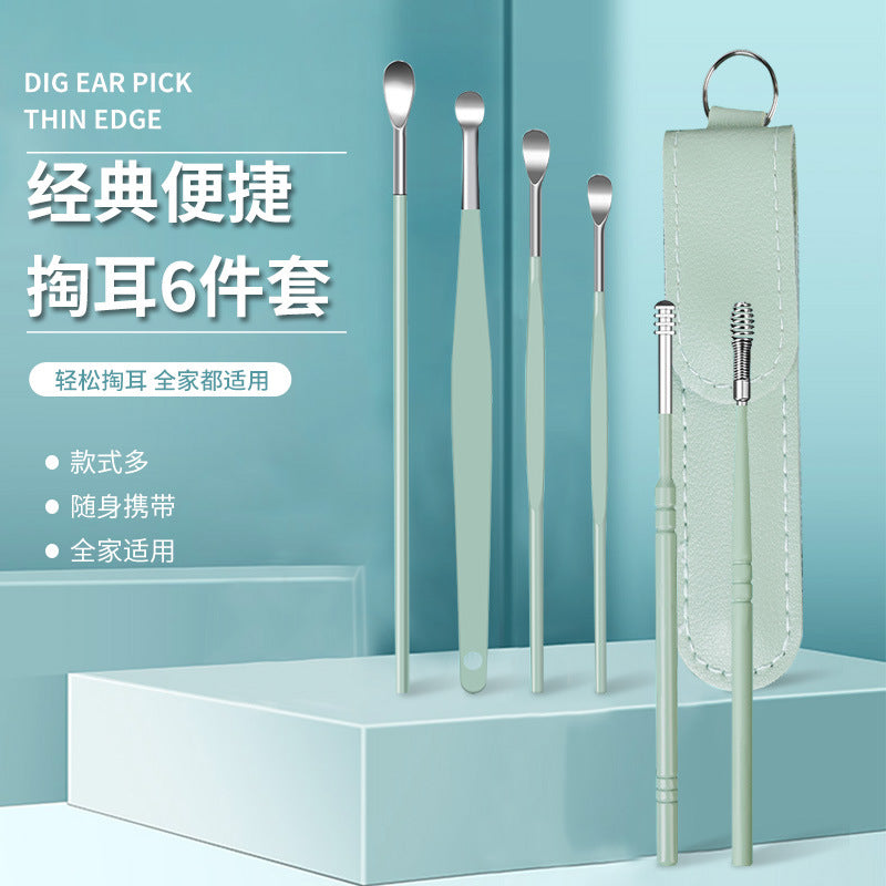 6-piece stainless steel earwax removal kit - double-ended, portable ear picks for kids, ear cleaning tools - in stock