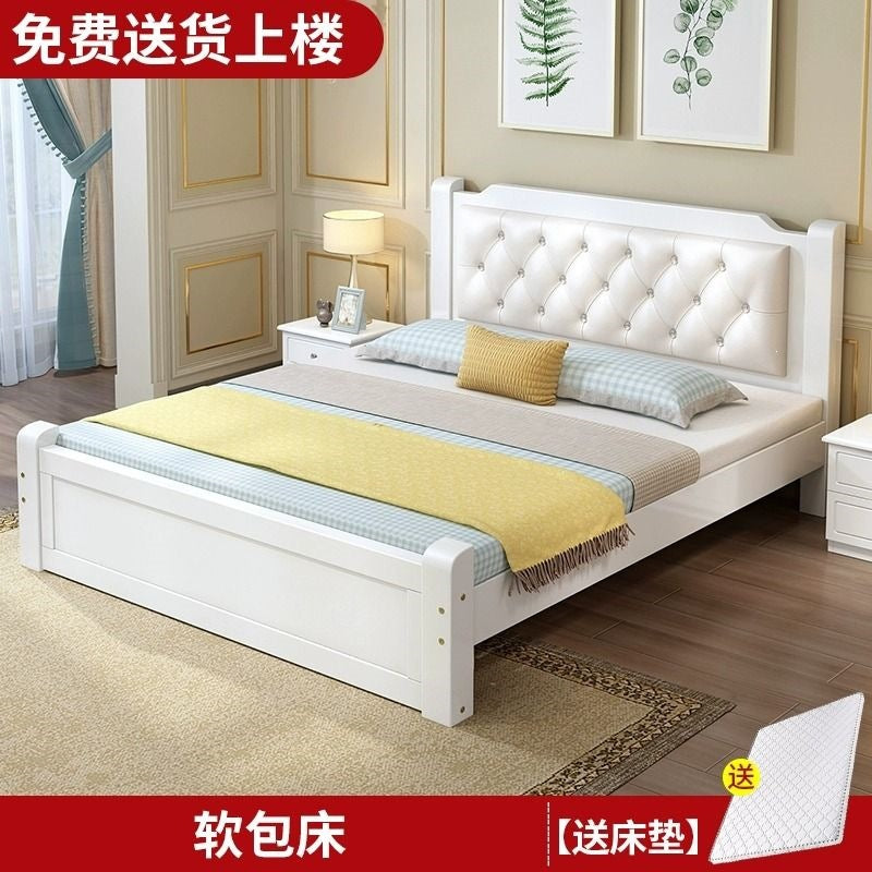 Solid wood bed 1.8m budget-friendly adult master bedroom double bed european style 1.5m home use 1.2m single bed 1m