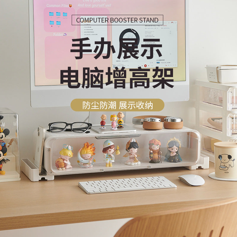 Figure storage box, computer monitor heightening rack, multi-functional home desktop shelf, transparent blind box display cabinet