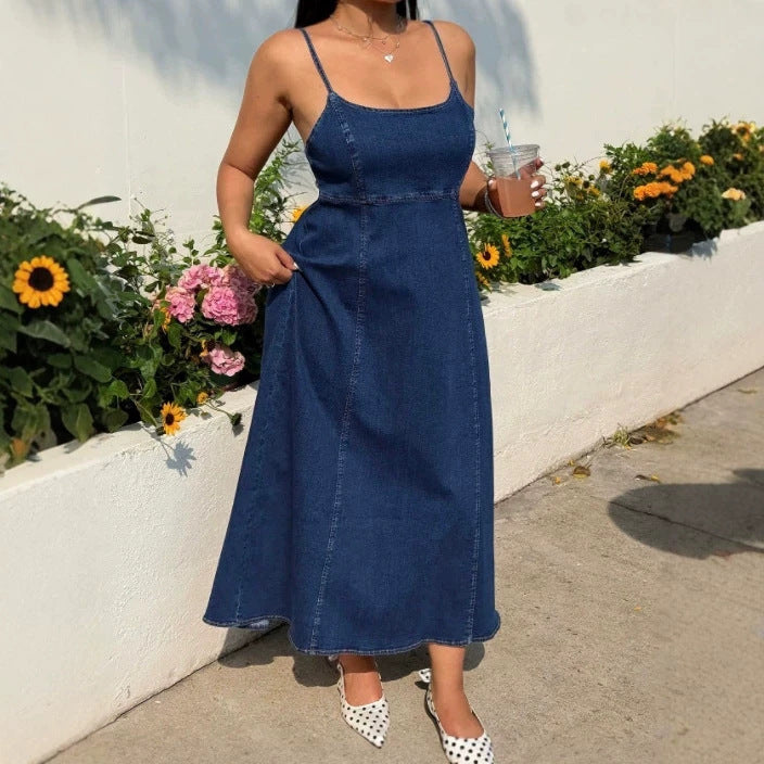 new arrivals: plus size a-line denim midi dress for , , and european & american markets