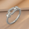 8405 full diamond horseshoe steel color ring