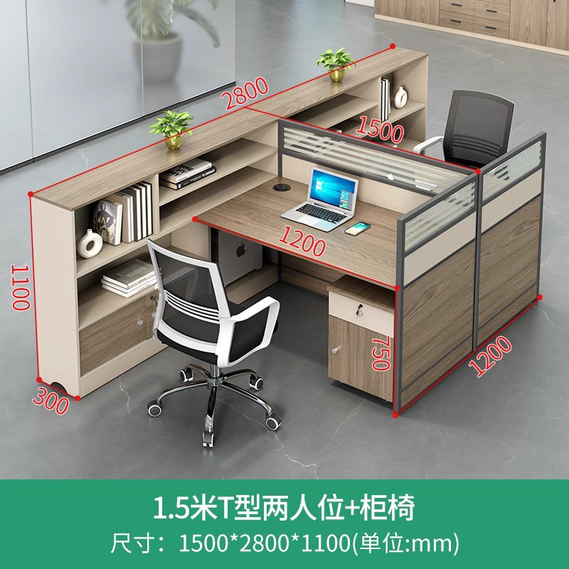 Staff desk and chair combination casual three-person office table office financial room screen employee desk