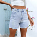 In stock-20666#  cross-border fashion and casual european and american fashion versatile summer elastic raw edge women's denim shorts