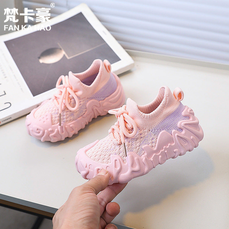 Boys' fashion octopus coconut shoes spring/summer new korean style girls' flyknit sneakers sock shoes