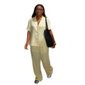 European and american cross-border women's fashion:  summer new arrivals - stylish, casual, loose-fit solid color short-sleeve shirt and high-waisted pants set