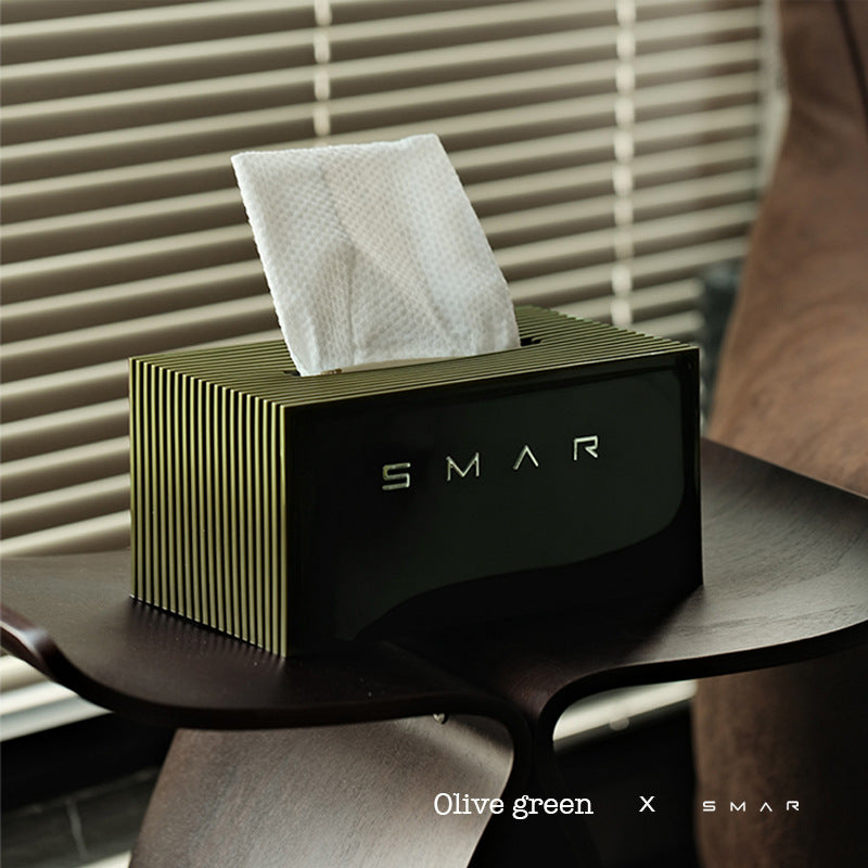 Minimalist Nordic style tissue box, high-end light luxury paper box in living room, creative desktop paper box for household coffee table ornament