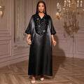 african women's v-neck loose plus size dress -  sequin fashion robe dress