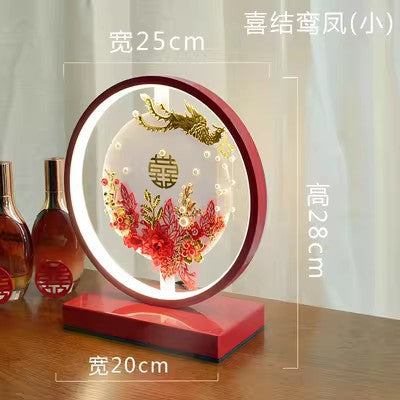 Red festive wedding table lamp bedroom bedside lamp wedding room everlasting light gift wedding creative led warm romantic