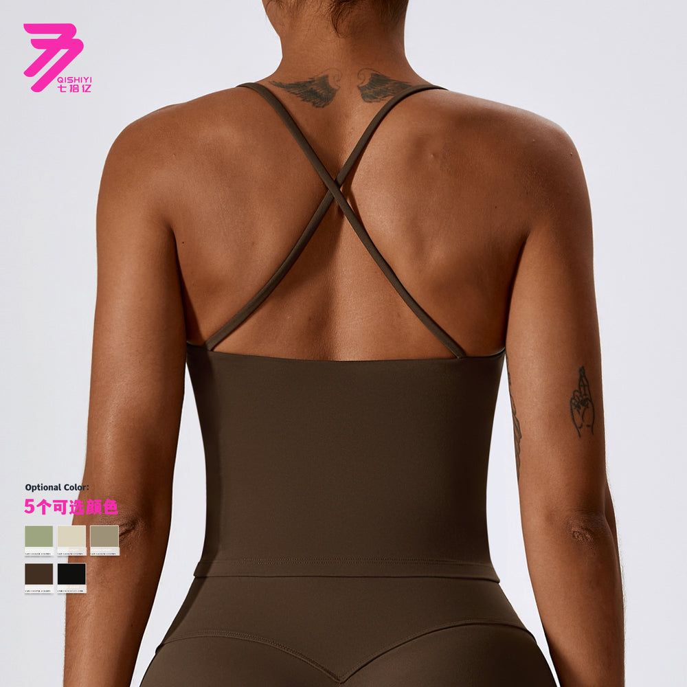 Tight-fitting nude beauty back yoga vest women's inner tops outwear sports bra running fitness vest women 8232