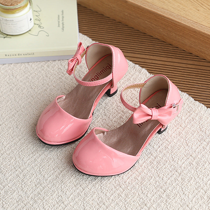 Vancahao girls' leather shoes - new spring/autumn collection - mid-to-large size children's shoes - red princess shoes - student performance/dance shoes