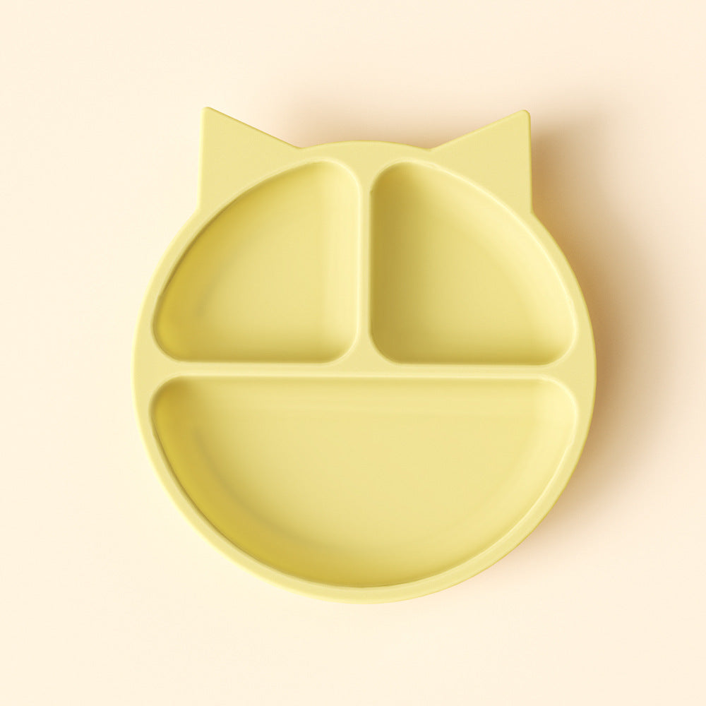 Children's dinner plate, baby eating, silicone bowl, infant food supplement bowl, suction cup type grid plate, mother and baby products tableware