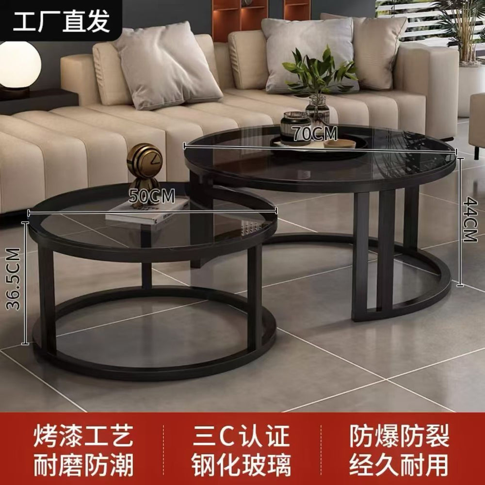 Affordable living room coffee table - new rock slab coffee table set for home living room, marble combination, round, light luxury modern style