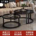 Affordable living room coffee table - new rock slab coffee table set for home living room, marble combination, round, light luxury modern style