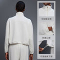 Casualloose half-zip sweatshirt women's autum windproof stand collar drawstring hem fitness sports topsd25136