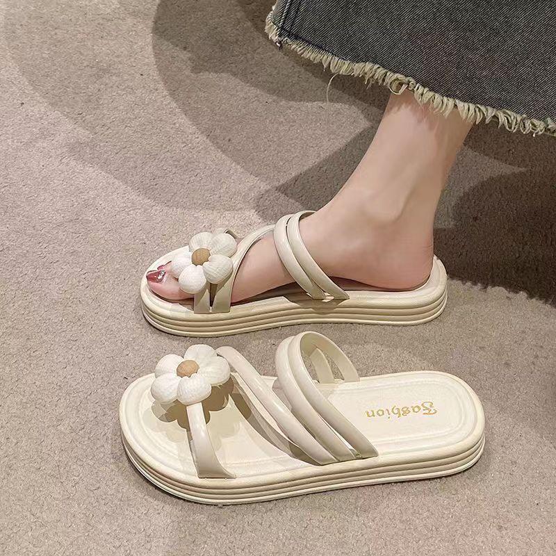 New floral flat sandals - sweet & versatile indoor/outdoor slippers for women - trendy summer princess style