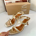 Za's 2025 spring/summer new women's shoes: low-heeled, elegant, socialite-style pumps with ankle strap