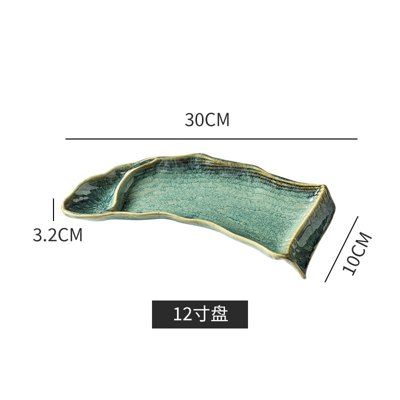 12inch sushi bench kiln glaze sushi plate creative sushi cold dish plate japanese kiln ceramic tableware wholesale