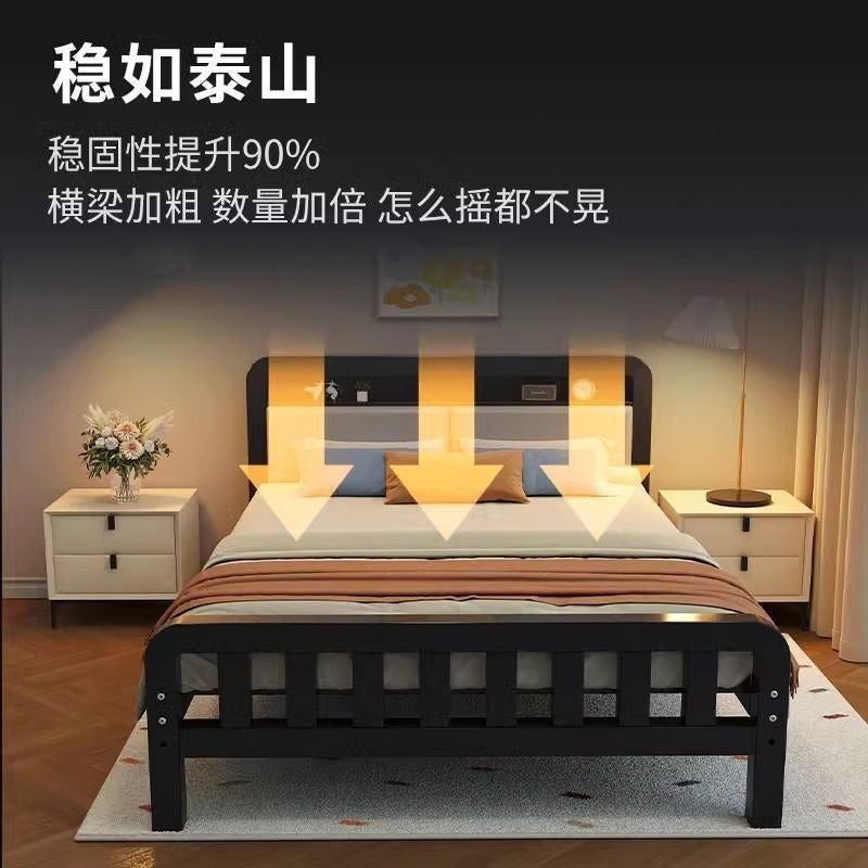 Iron frame bed double bed for home1.5 iron bed reinforced thickened1.8 economical kids single bed iron bed bedroom