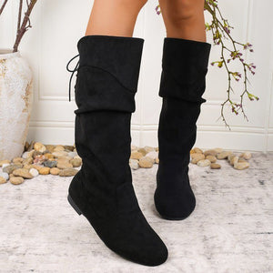 Knight boots women's european and american suede thick heel knee high boots autumnew arrival pleated pile export women's boots in stock