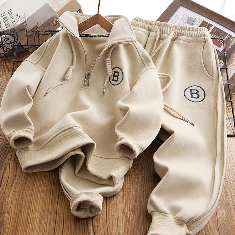 Boys' fall/winter new style cool & edgy hoodie and sweatpants set  - middle to big kids' boys' top and pants tracksuit