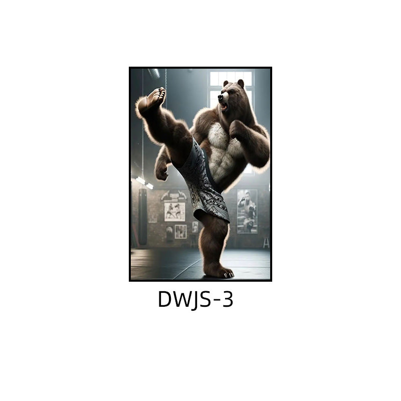 Gym decorative painting industrial style boxing hall hanging painting taekwondo martial arts hall fighting creative animal cartoon mural