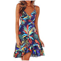 summer new european and american style sexy fashion v-neck cami dress sleeveless backless printed dress