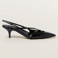 2026 summer european and american style patent leather stiletto peep-toe sandals women's single strap cat heel pointed toe back strap high heels