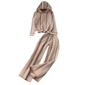 Women's fall/winter sweater and pants set - european & american style, niche design, casual & versatile, long sleeve hooded printed knit top & outerwear